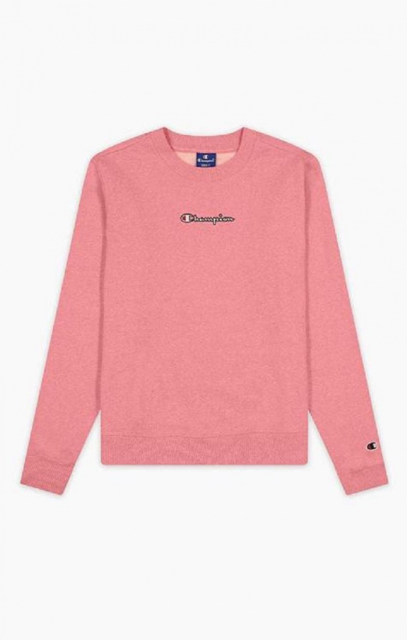 Champion Jaspé Script Logo Sweatshirt Sweatshirts Dame Lyserød | 1360-FZPST