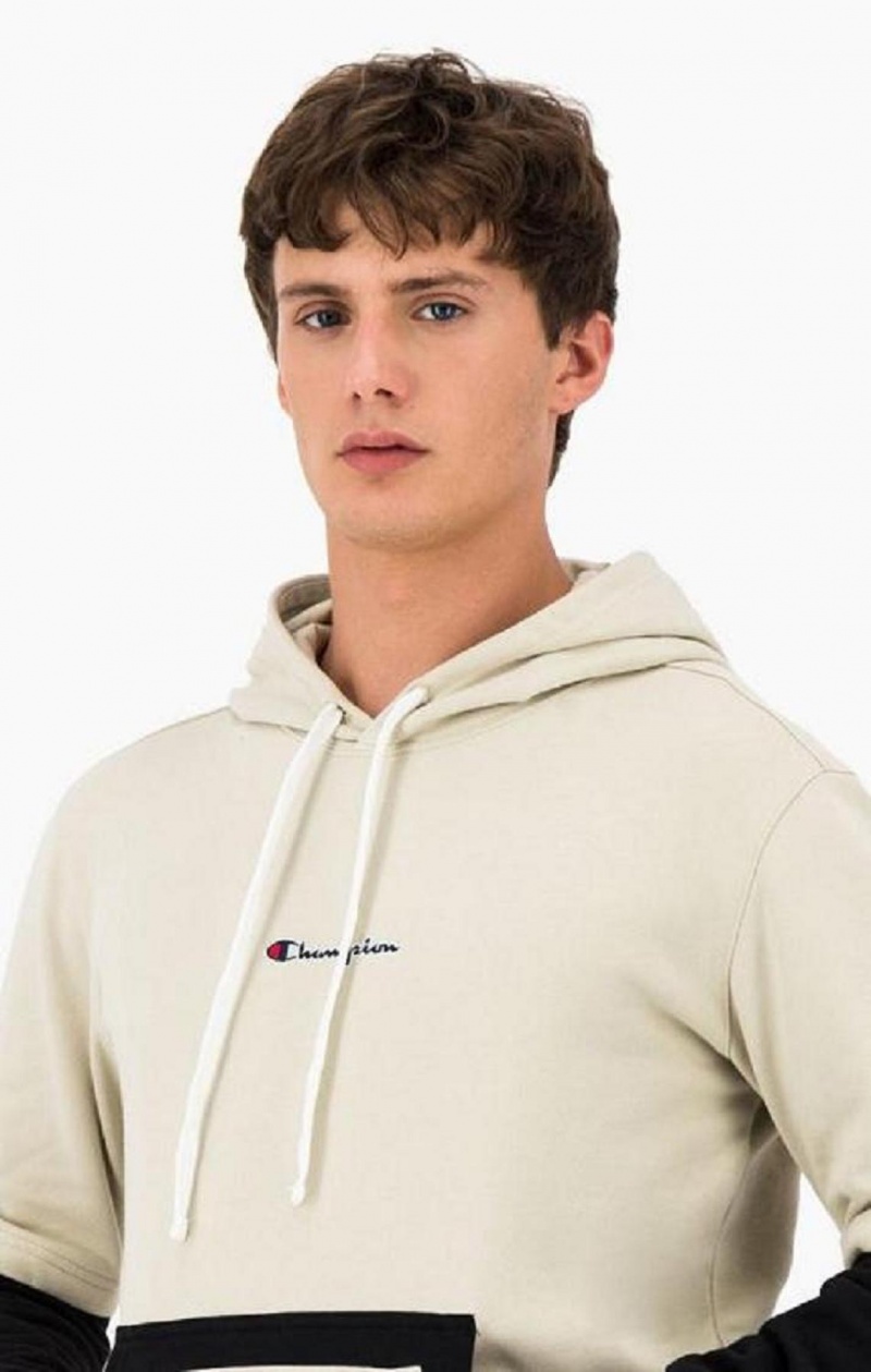 Champion Layered Small Script Logo Fleece Hoodie Hættetrøje Herre Brune | 5237-RGHSV