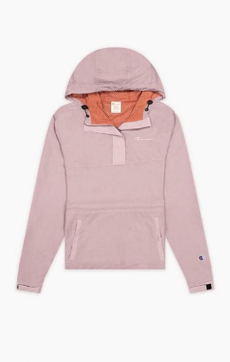 Champion Lette Half Zip-Up Hætte Jacket Jakker Dame Lyserød | 6395-FUGRL