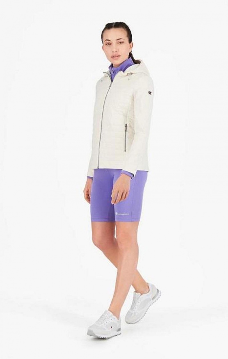 Champion Lette Polstret Hætte Jacket Jakker Dame Hvide | 1839-YSPVU