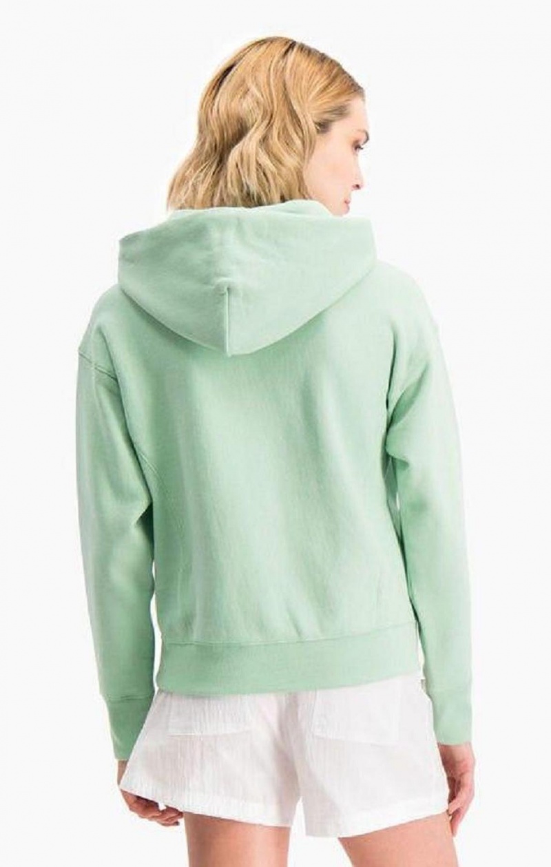 Champion Lette Reverse Weave Oversized Hoodie Hættetrøje Dame Lysegrøn | 7543-SVIKZ