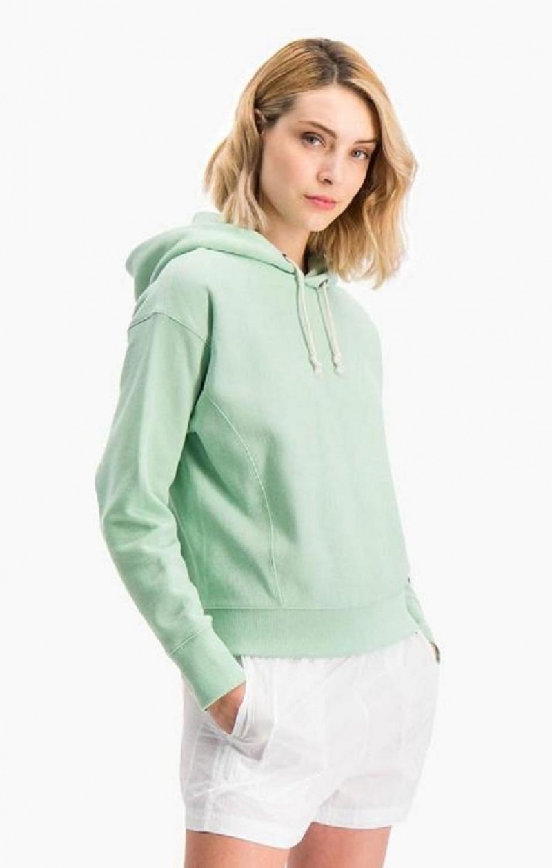 Champion Lette Reverse Weave Oversized Hoodie Hættetrøje Dame Lysegrøn | 7543-SVIKZ