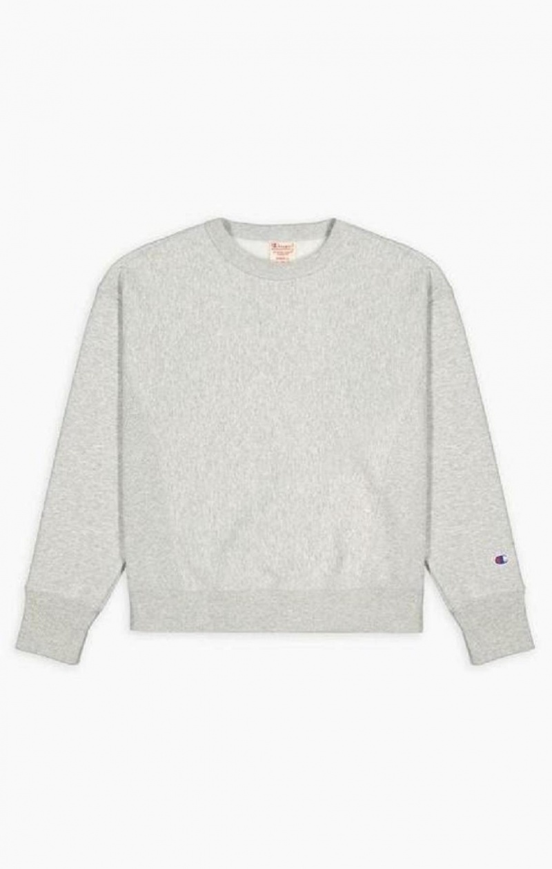 Champion Lette Reverse Weave Sweatshirt Sweatshirts Dame Lysegrå | 5279-KMWBV