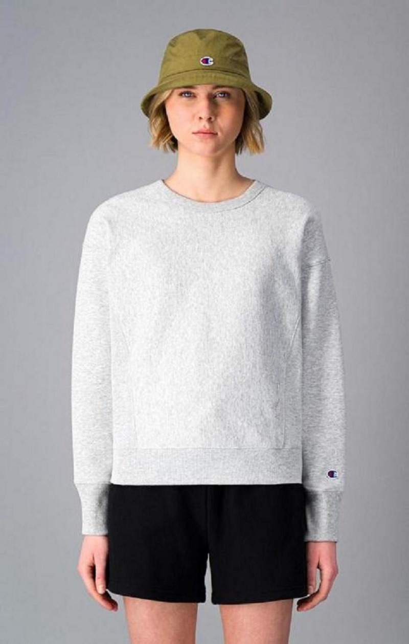 Champion Lette Reverse Weave Sweatshirt Sweatshirts Dame Lysegrå | 5279-KMWBV