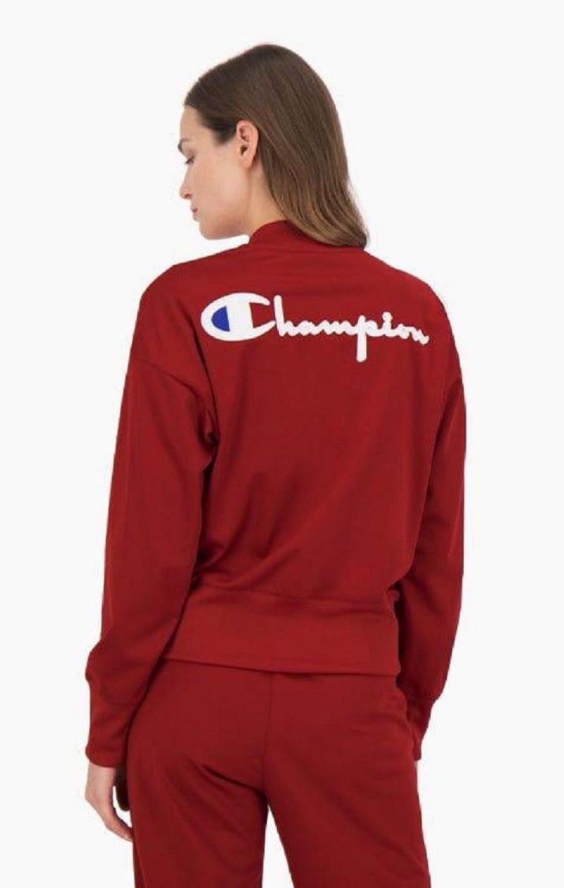 Champion Logo Back Cropped Bomber Jacket Jakker Dame Bordeaux | 8479-TMWIU