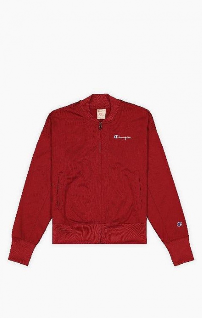 Champion Logo Back Cropped Bomber Jacket Jakker Dame Bordeaux | 8479-TMWIU