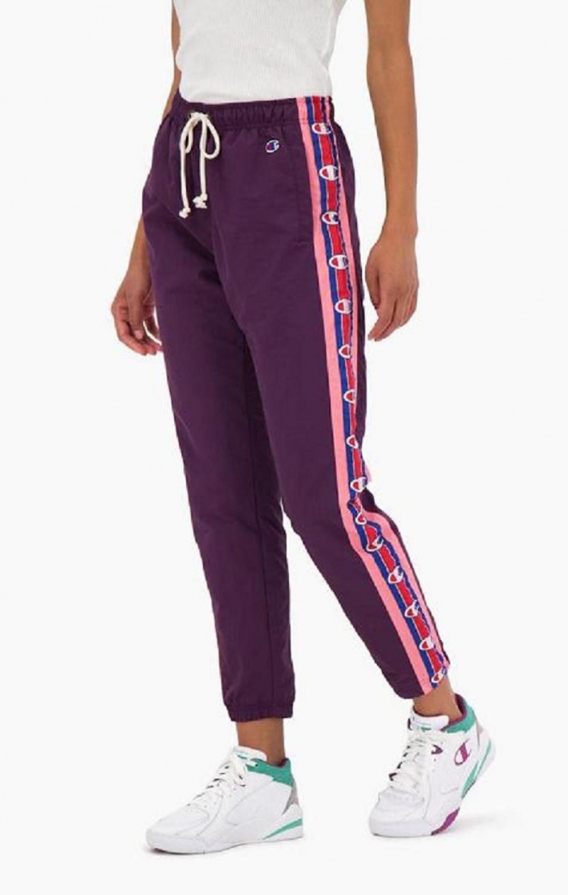 Champion Logo Tape Cuffed Track Pants Joggingbukser Dame Mørkelilla | 9802-WXSOV