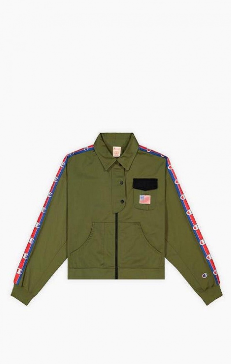 Champion Logo Tape Utility Jacket Jakker Dame Olivengrøn Grøn | 0127-XJGIK