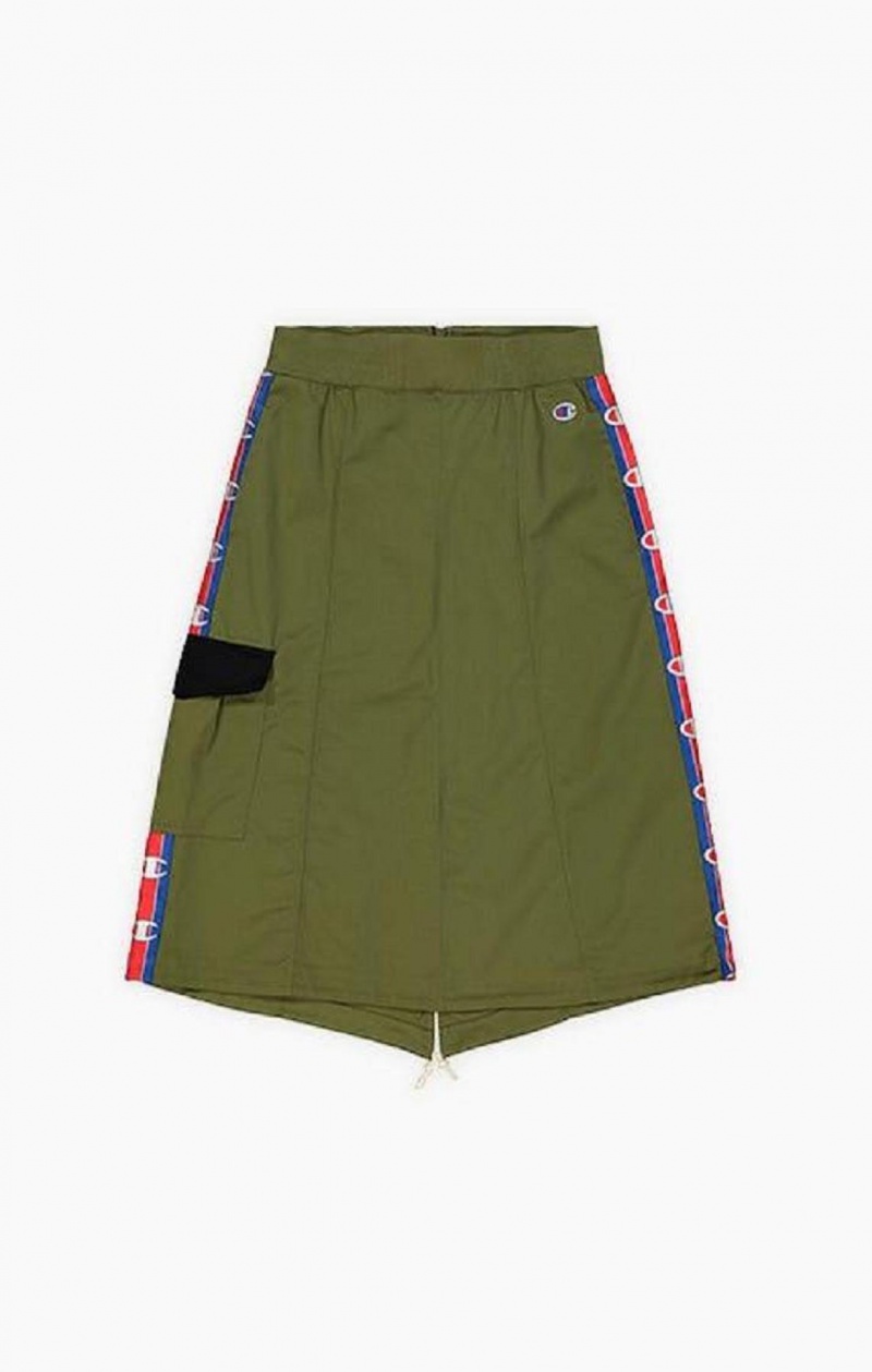 Champion Logo Tape Utility Midi Skirt Nederdel Dame Olivengrøn Grøn | 9746-DZBYG