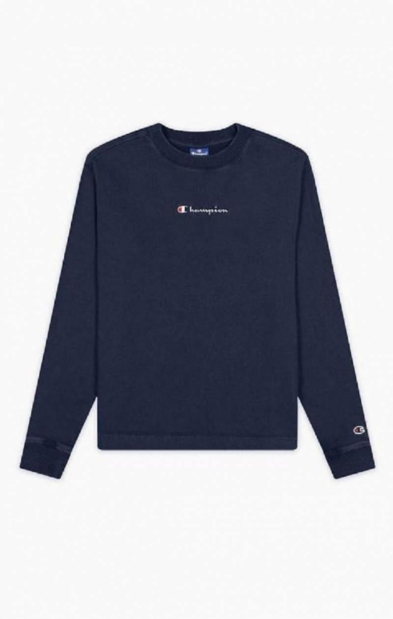 Champion Long Sleeve Bomulds Fleece T-Shirt T Shirts Dame Mørketurkis | 0954-MVAWH