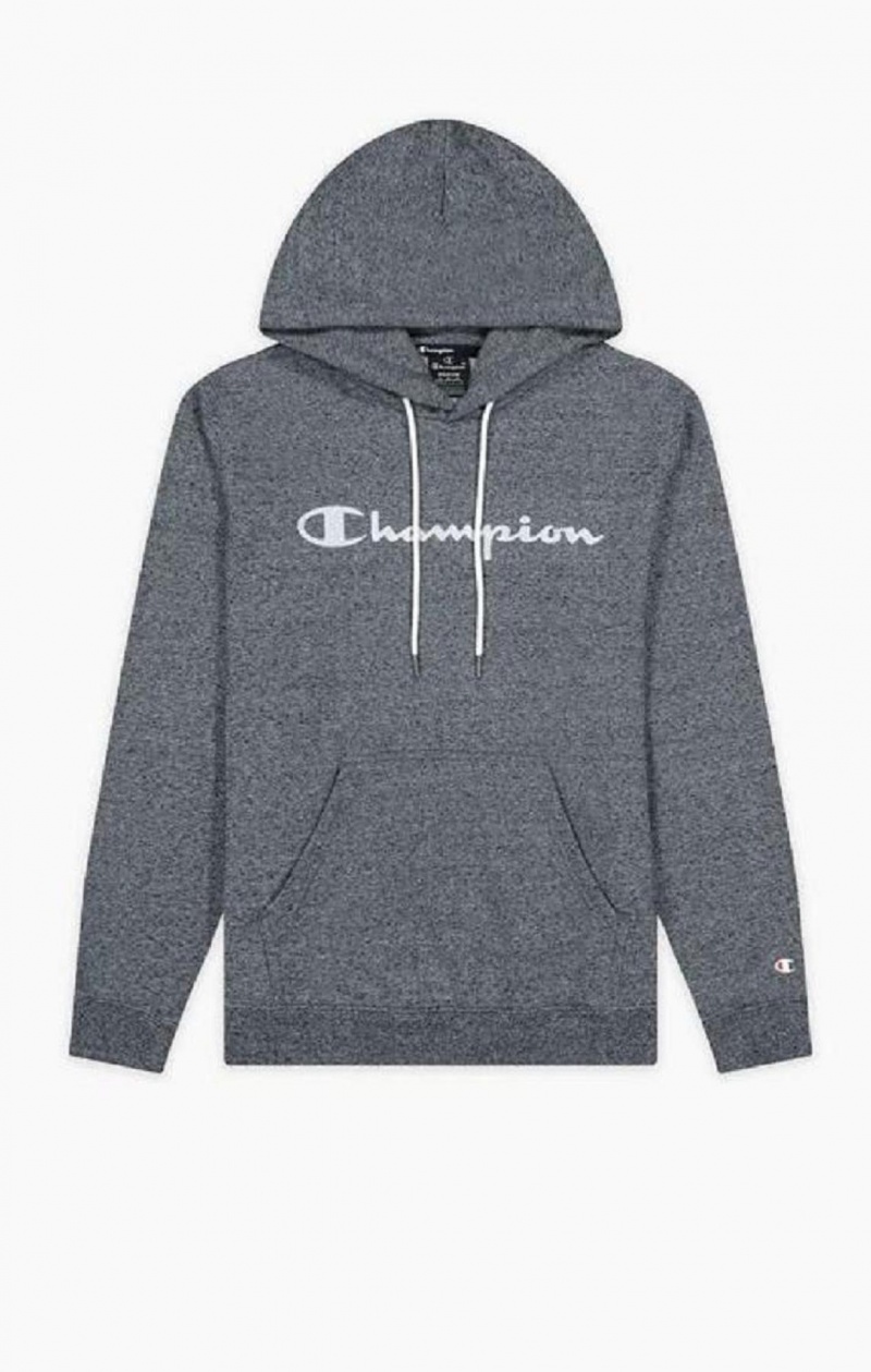 Champion Mesh Effect Script Logo Hoodie Hættetrøje Herre Mørkegrå | 9472-DRAFU