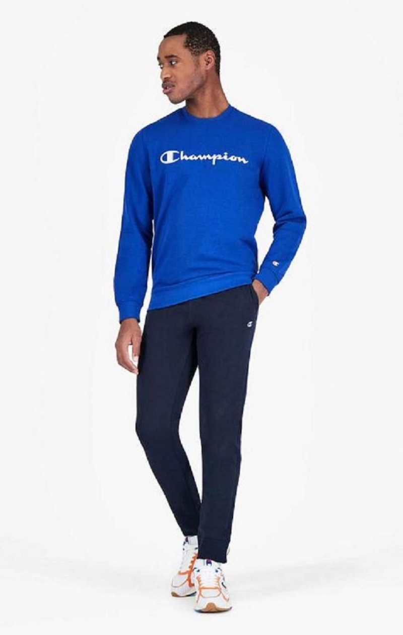 Champion Mesh Effect Script Logo Sweatshirt Sweatshirts Herre Blå | 8792-WLFKV