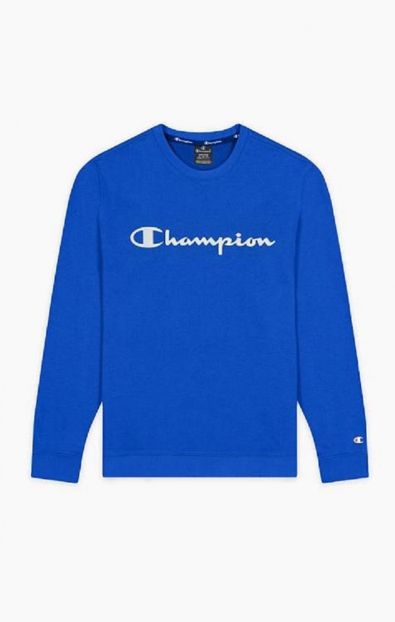 Champion Mesh Effect Script Logo Sweatshirt Sweatshirts Herre Blå | 8792-WLFKV