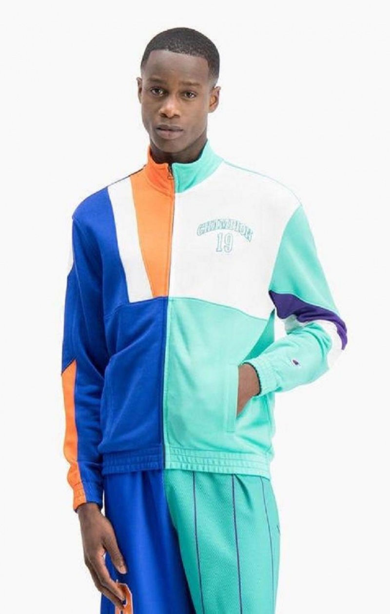 Champion NBMIX Patchwork 'Champion 19' Basketball Jacket Jakker Herre Blå | 7412-JUGXQ