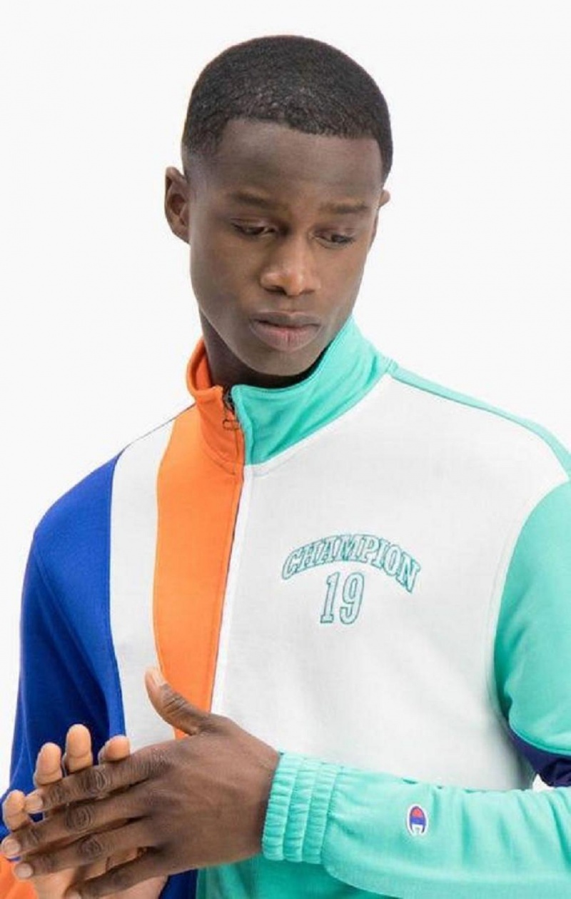 Champion NBMIX Patchwork 'Champion 19' Basketball Jacket Jakker Herre Blå | 7412-JUGXQ