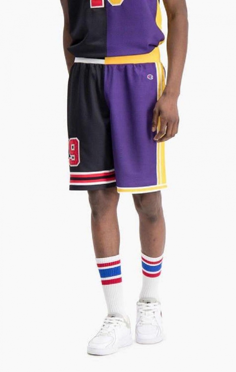 Champion NBMIX Patchwork 'Champion 19' Basketball Shorts Shorts Herre Sort Lilla | 5740-JKRBA