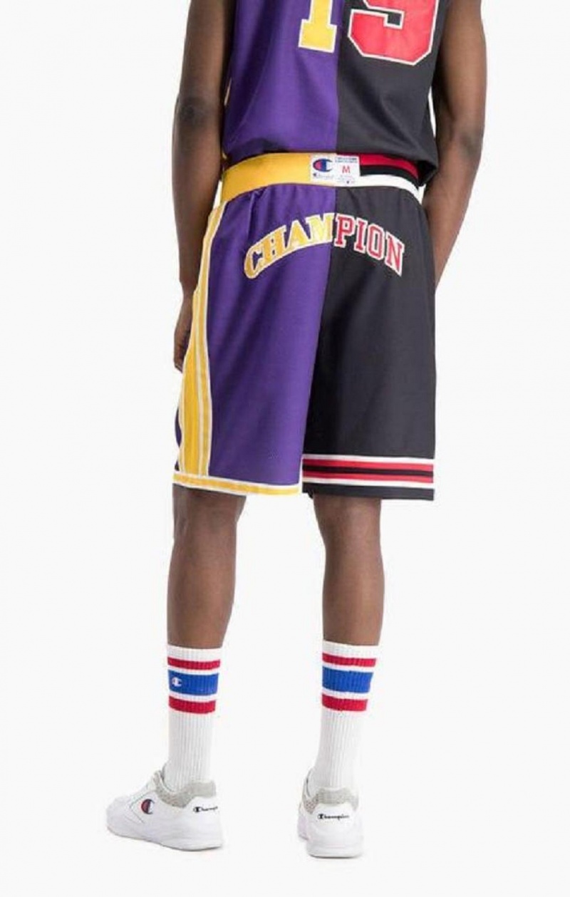 Champion NBMIX Patchwork 'Champion 19' Basketball Shorts Shorts Herre Sort Lilla | 5740-JKRBA