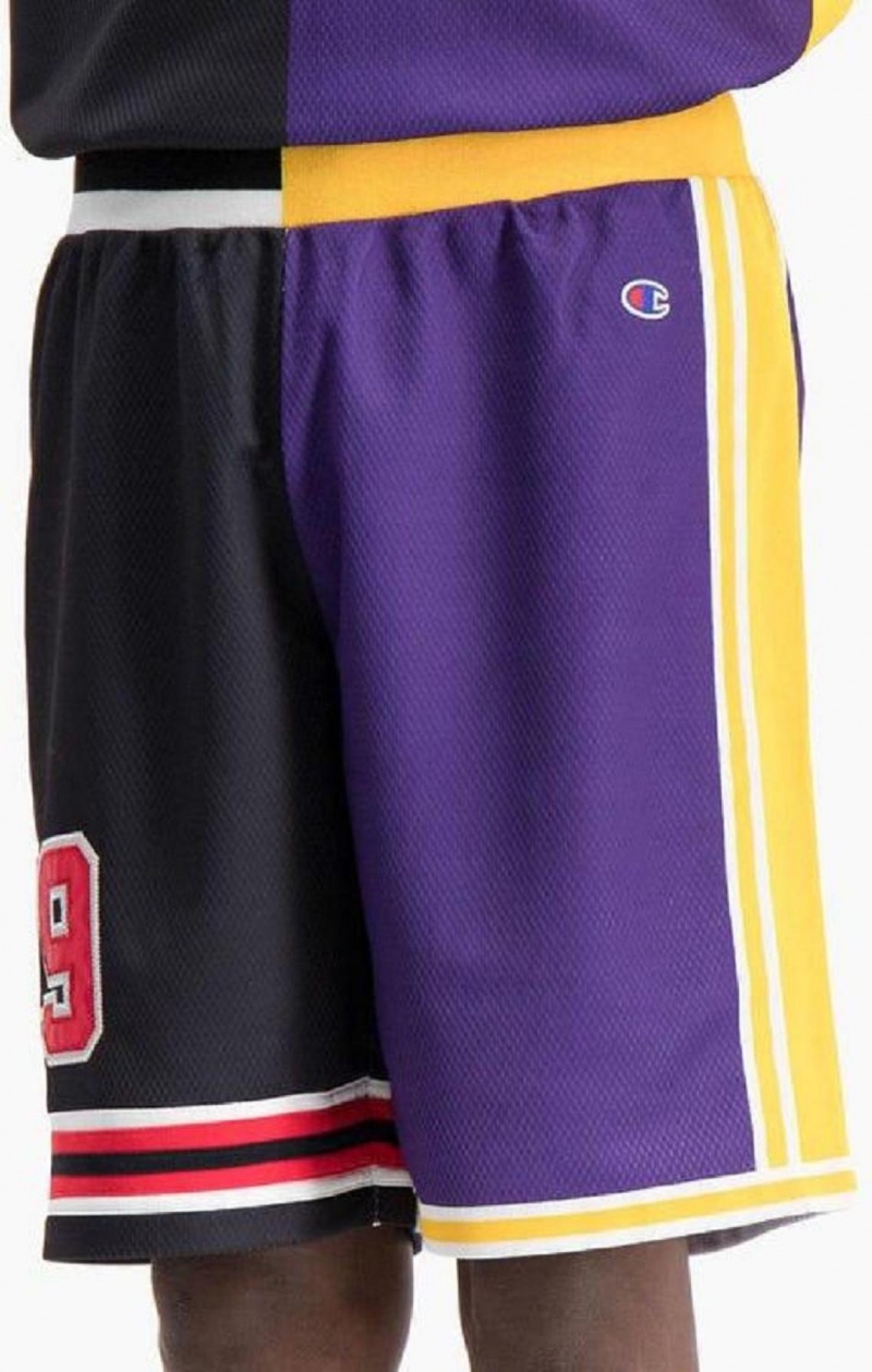 Champion NBMIX Patchwork 'Champion 19' Basketball Shorts Shorts Herre Sort Lilla | 5740-JKRBA