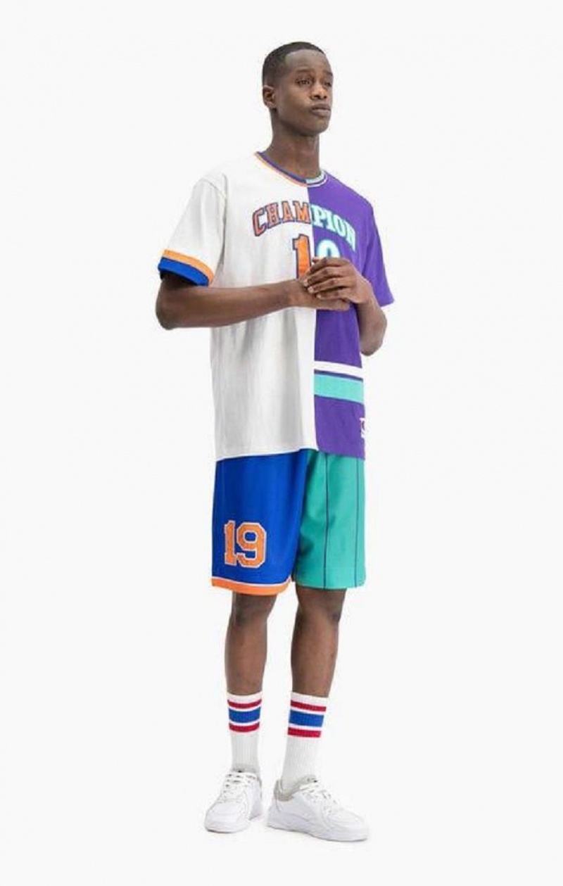 Champion NBMIX Patchwork 'Champion 19' Basketball T Shirts Herre Hvide Lilla | 6312-HRNAK