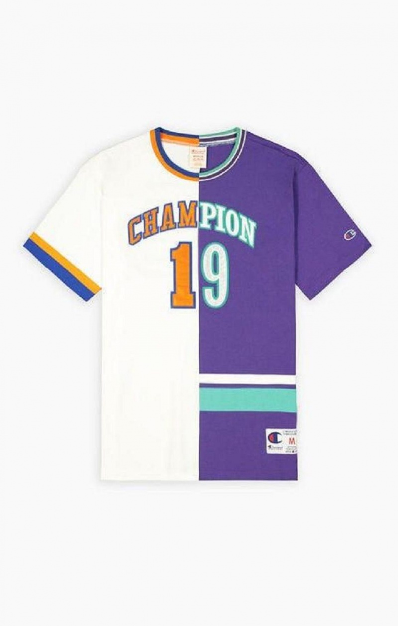 Champion NBMIX Patchwork 'Champion 19' Basketball T Shirts Herre Hvide Lilla | 6312-HRNAK