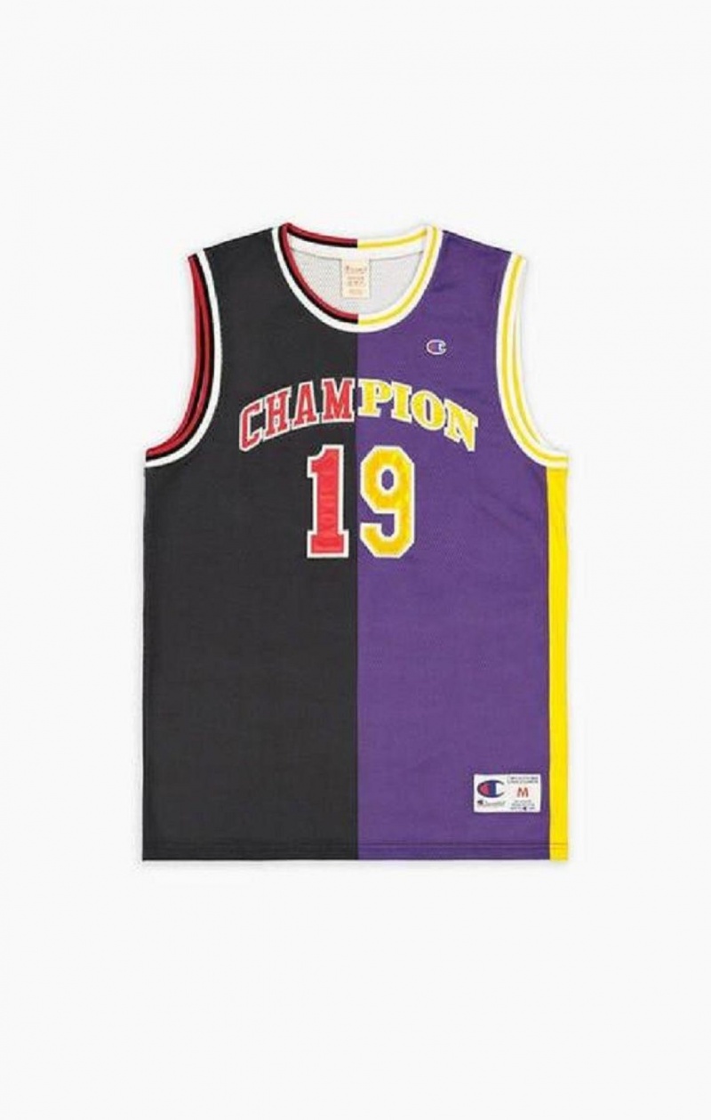 Champion NBMIX Patchwork 'Champion 19' Basketball T Shirts Herre Sort Lilla | 2958-ETDBG