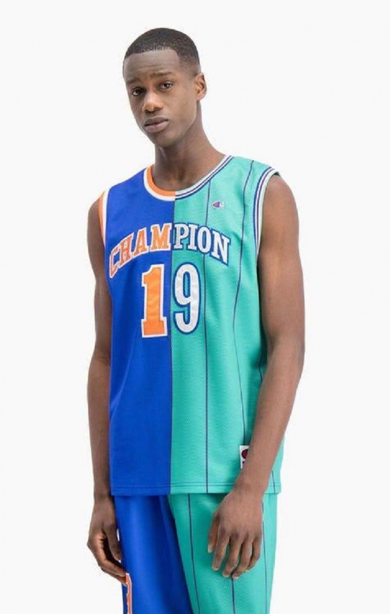 Champion NBMIX Patchwork 'Champion 19' Basketball T Shirts Herre Blå | 9853-VINEZ