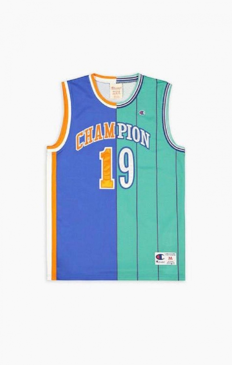 Champion NBMIX Patchwork 'Champion 19' Basketball T Shirts Herre Blå | 9853-VINEZ