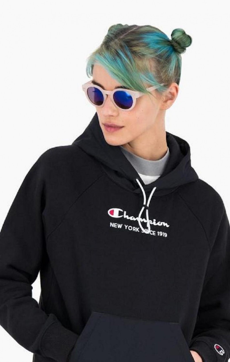 Champion New York Hoodie Hættetrøje Dame Sort | 8421-WISFR