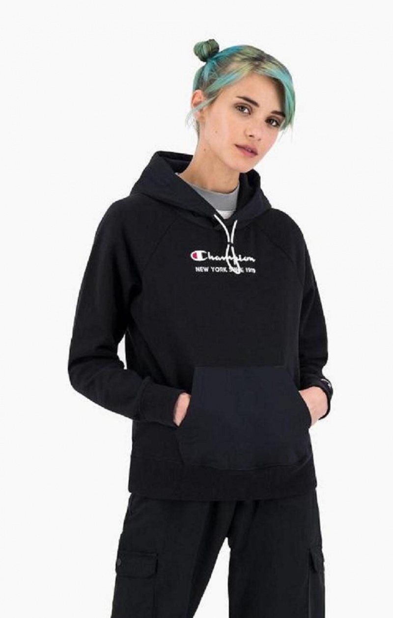 Champion New York Hoodie Hættetrøje Dame Sort | 8421-WISFR