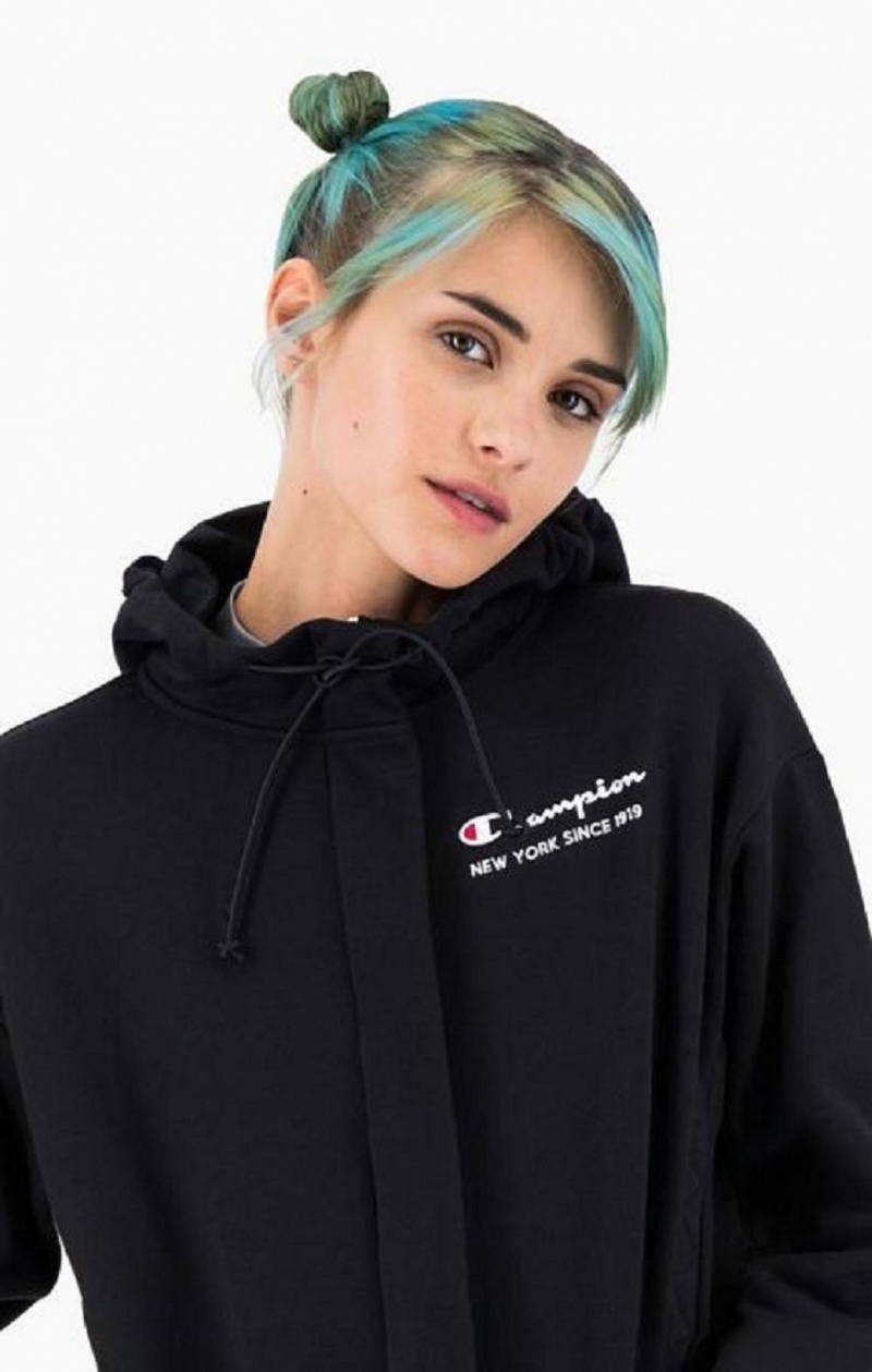 Champion New York Hoodie Hættetrøje Dame Sort | 9384-CERYV