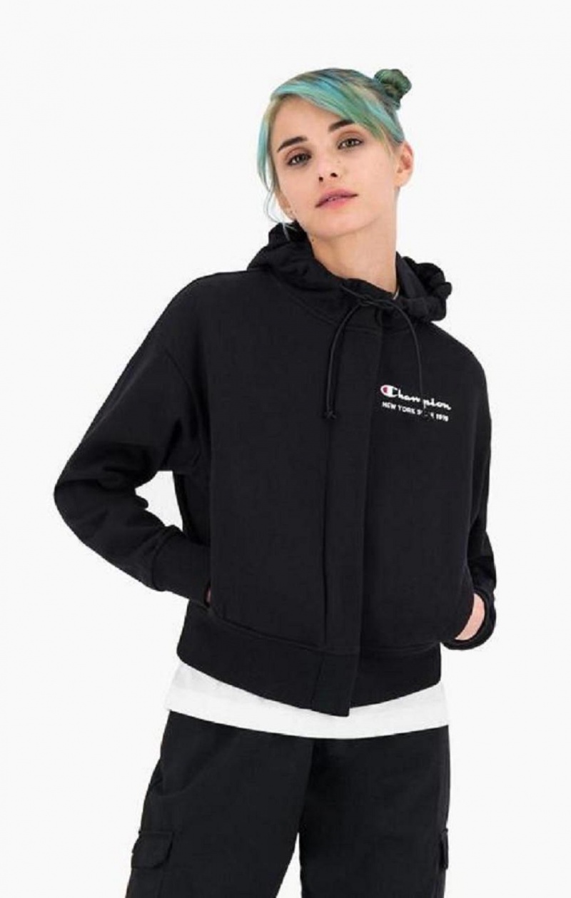 Champion New York Hoodie Hættetrøje Dame Sort | 9384-CERYV