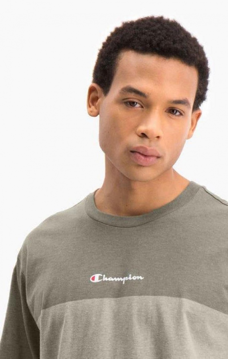 Champion Ombré Panelled T-Shirt T Shirts Herre Grøn | 4087-TIKYF