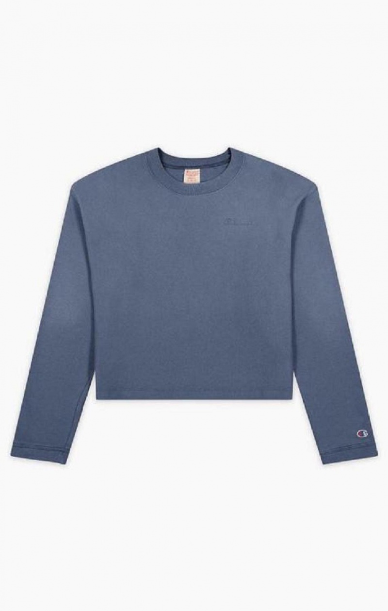 Champion Ombré Wash Cropped Sweatshirt Sweatshirts Dame Mørketurkis | 4605-DFAUL