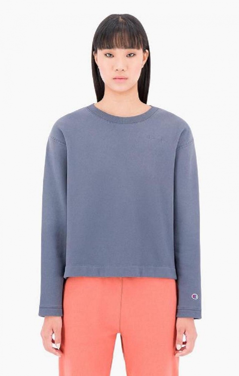 Champion Ombré Wash Cropped Sweatshirt Sweatshirts Dame Mørketurkis | 4605-DFAUL