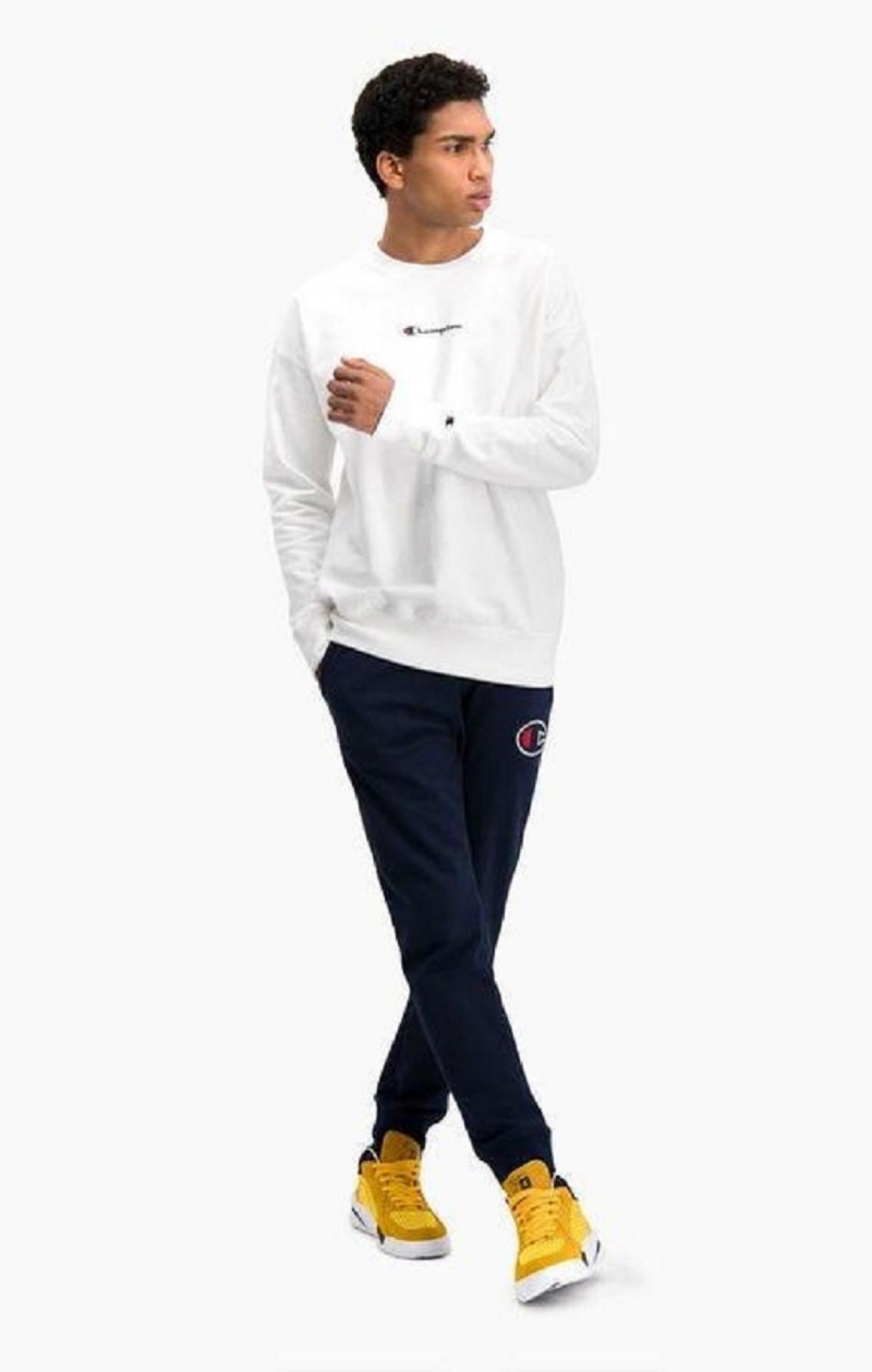 Champion Oversized Script Logo Print Sweatshirt Sweatshirts Herre Hvide | 2901-MASJY