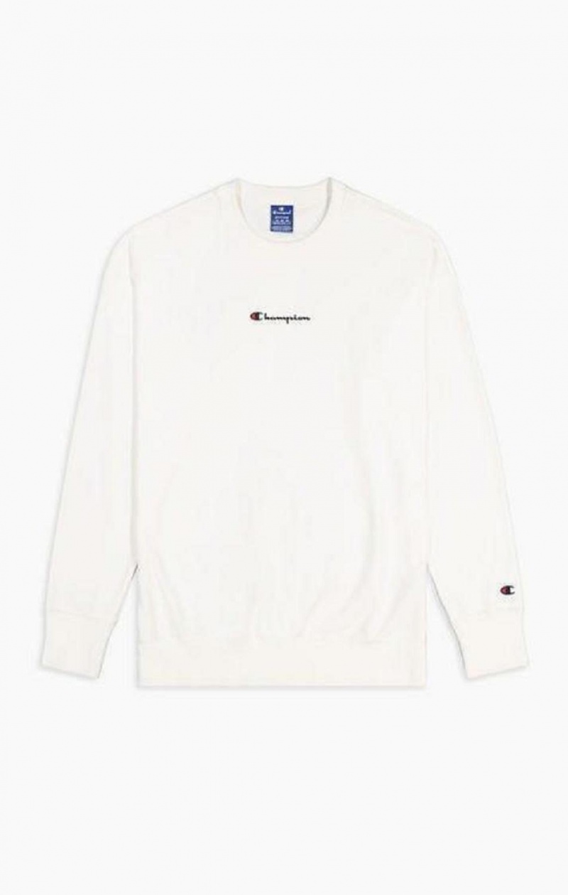 Champion Oversized Script Logo Print Sweatshirt Sweatshirts Herre Hvide | 2901-MASJY