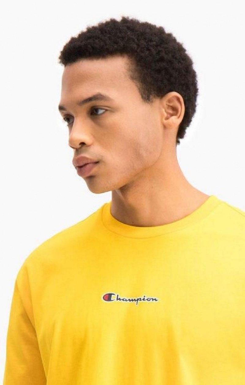 Champion Oversized Script Logo Print T-Shirt T Shirts Herre Guld | 2904-SILPU