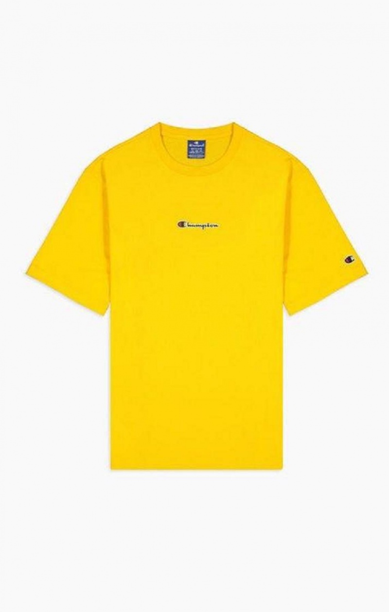 Champion Oversized Script Logo Print T-Shirt T Shirts Herre Guld | 2904-SILPU