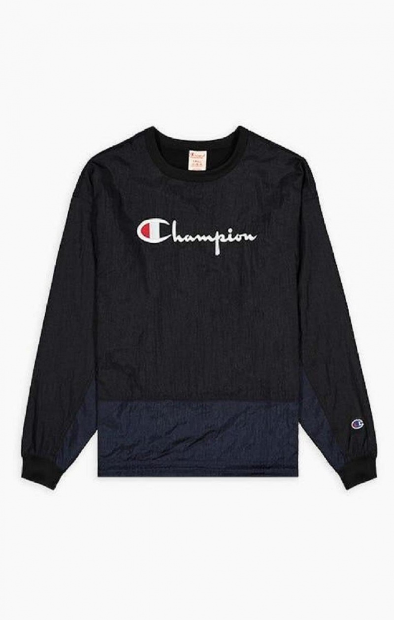 Champion Panel Detail Script Logo Sweatshirt Sweatshirts Dame Sort | 1270-GDPFA