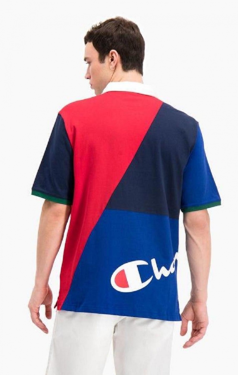 Champion Patchwork Bomulds Jersey Polo Shirt T Shirts Herre Rød Hvide | 0639-VPENA