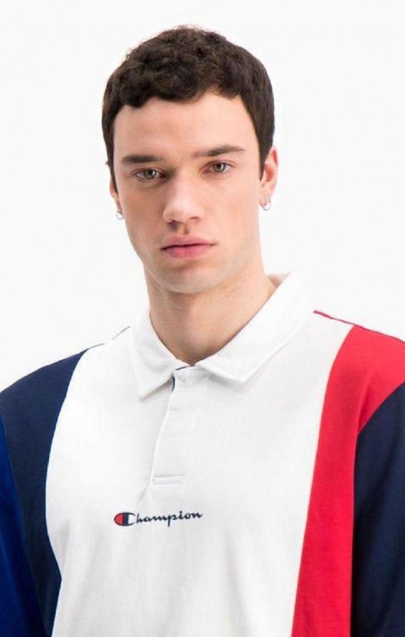 Champion Patchwork Bomulds Jersey Polo Shirt T Shirts Herre Rød Hvide | 0639-VPENA