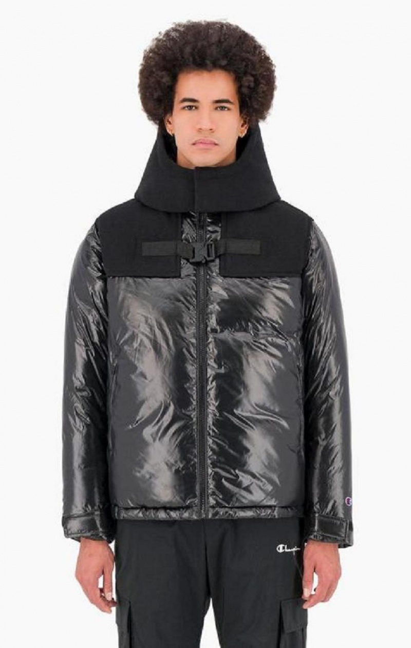 Champion Přezkou Yoke Panel Zip-Up Polstret Jacket Jakker Herre Sort | 7261-WTIUG