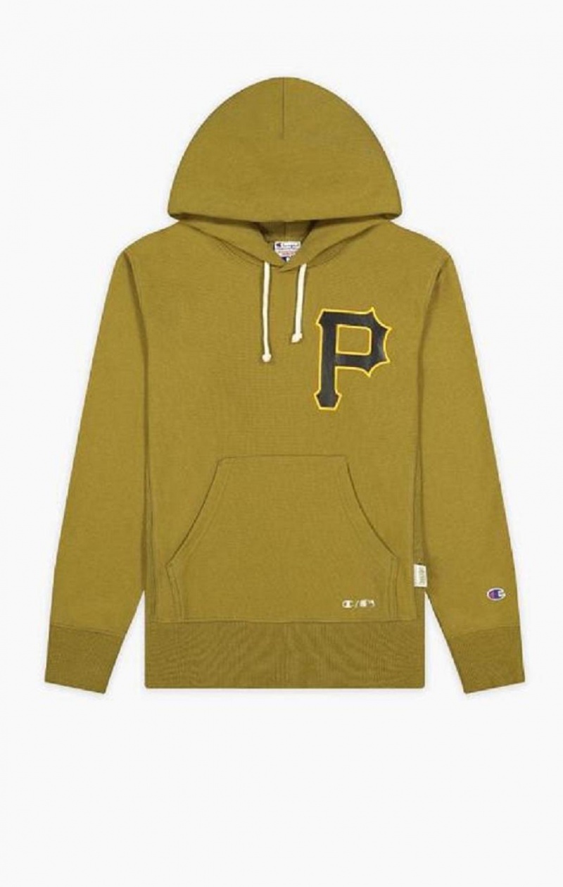 Champion Pittsburgh MLB Reverse Weave Hoodie Hættetrøje Herre Olivengrøn Grøn | 4721-RALNB