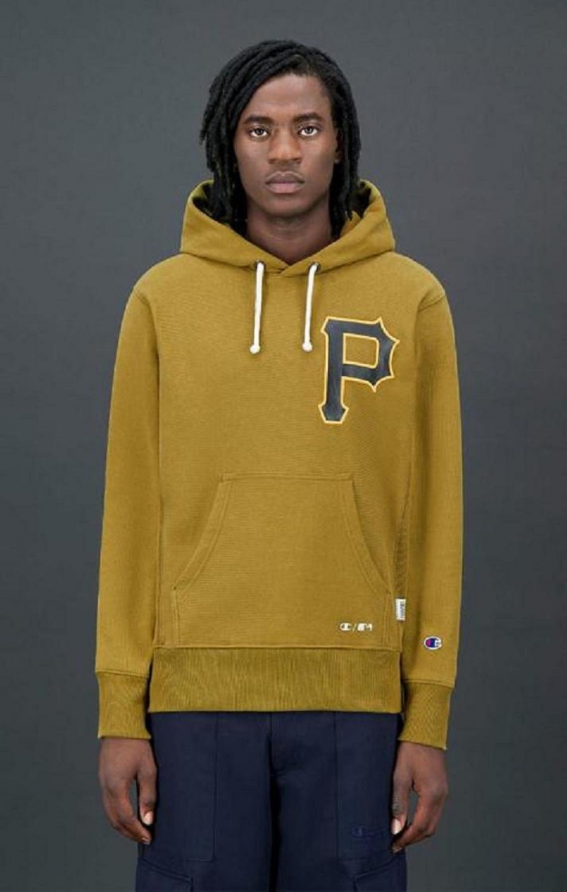 Champion Pittsburgh MLB Reverse Weave Hoodie Hættetrøje Herre Olivengrøn Grøn | 4721-RALNB