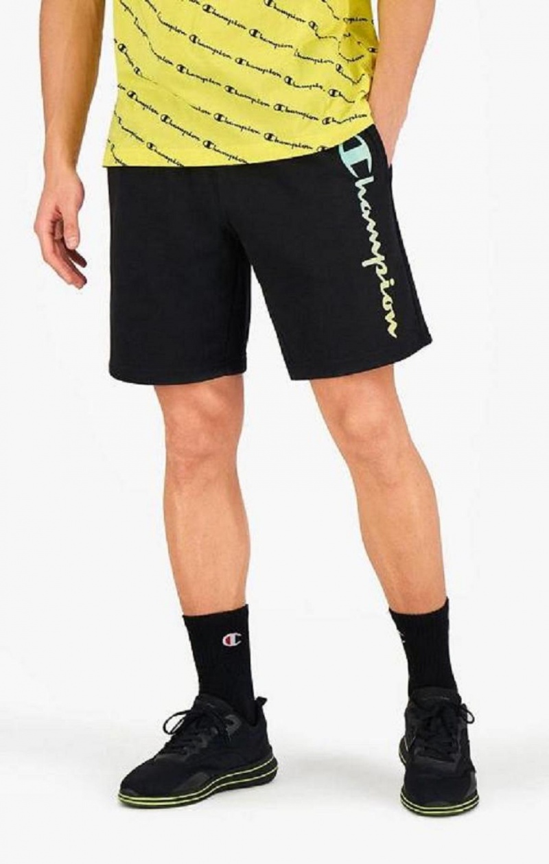 Champion Rainbow Script Logo Sweat Shorts Shorts Herre Sort | 2175-ZOWDP