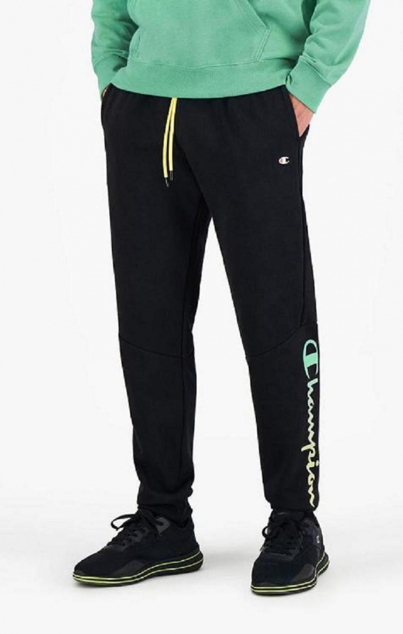 Champion Rainbow Script Logo Sweatpants Joggingbukser Herre Sort | 3068-ISBFM