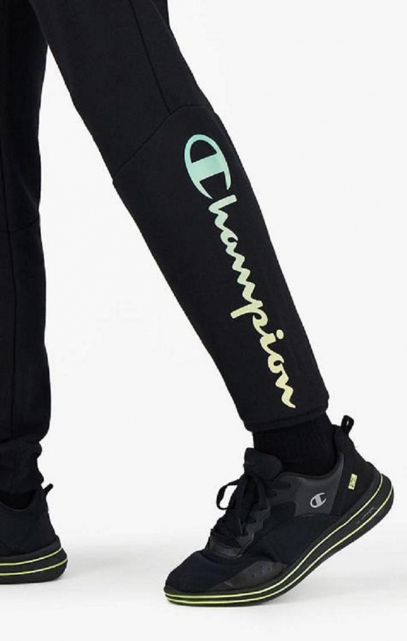 Champion Rainbow Script Logo Sweatpants Joggingbukser Herre Sort | 3068-ISBFM