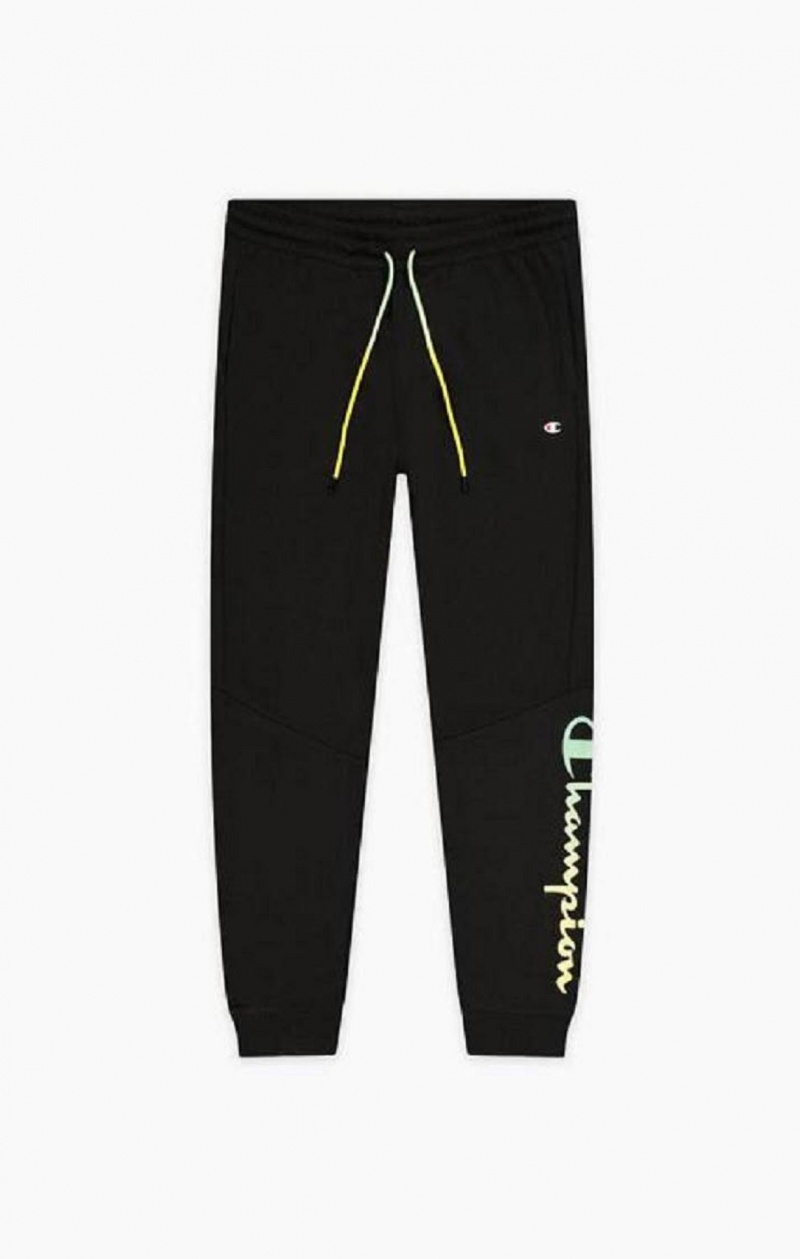 Champion Rainbow Script Logo Sweatpants Joggingbukser Herre Sort | 3068-ISBFM