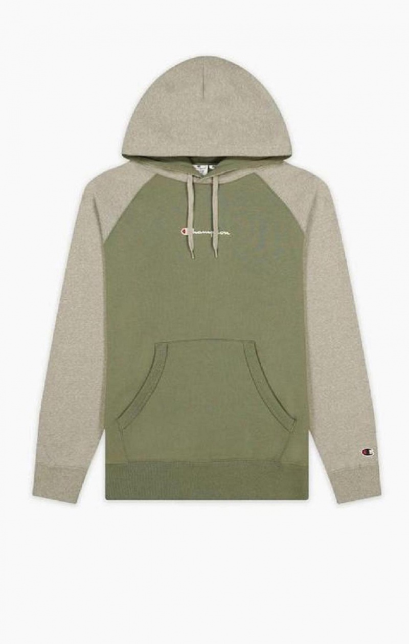 Champion Recycled Materialer Logo Hætte Sweatshirt Hættetrøje Herre Olivengrøn Grøn | 0589-NQVAR