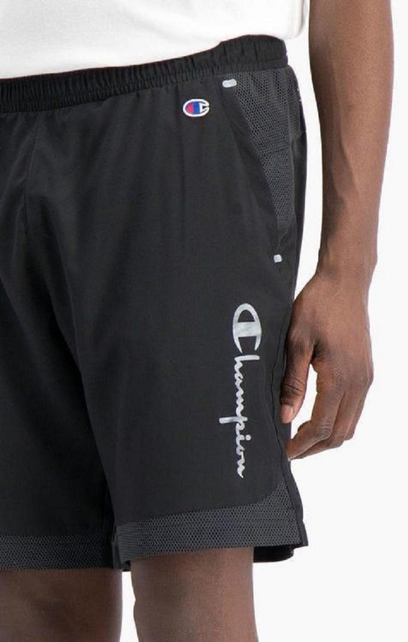 Champion Reflective Script Logo Shorts Shorts Herre Sort | 9758-YIWFP